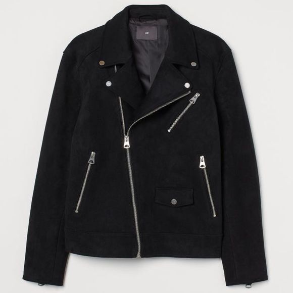 H&M Men’s Faux Suede Biker Jacket - Picture 1 of 5